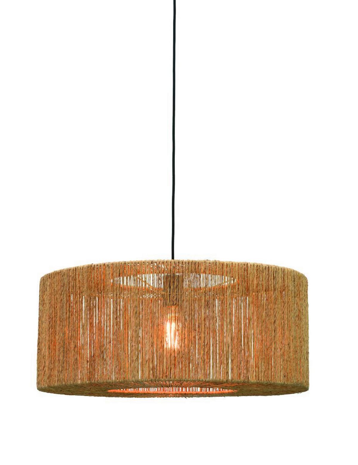 Hängeleuchte Iguazu H: 27 Cm 1-Flammig Höhenverstellbar - Hellbraun/Schwarz, Natur, Naturmaterialien/Kunststoff (60/27cm) - Good & Mojo