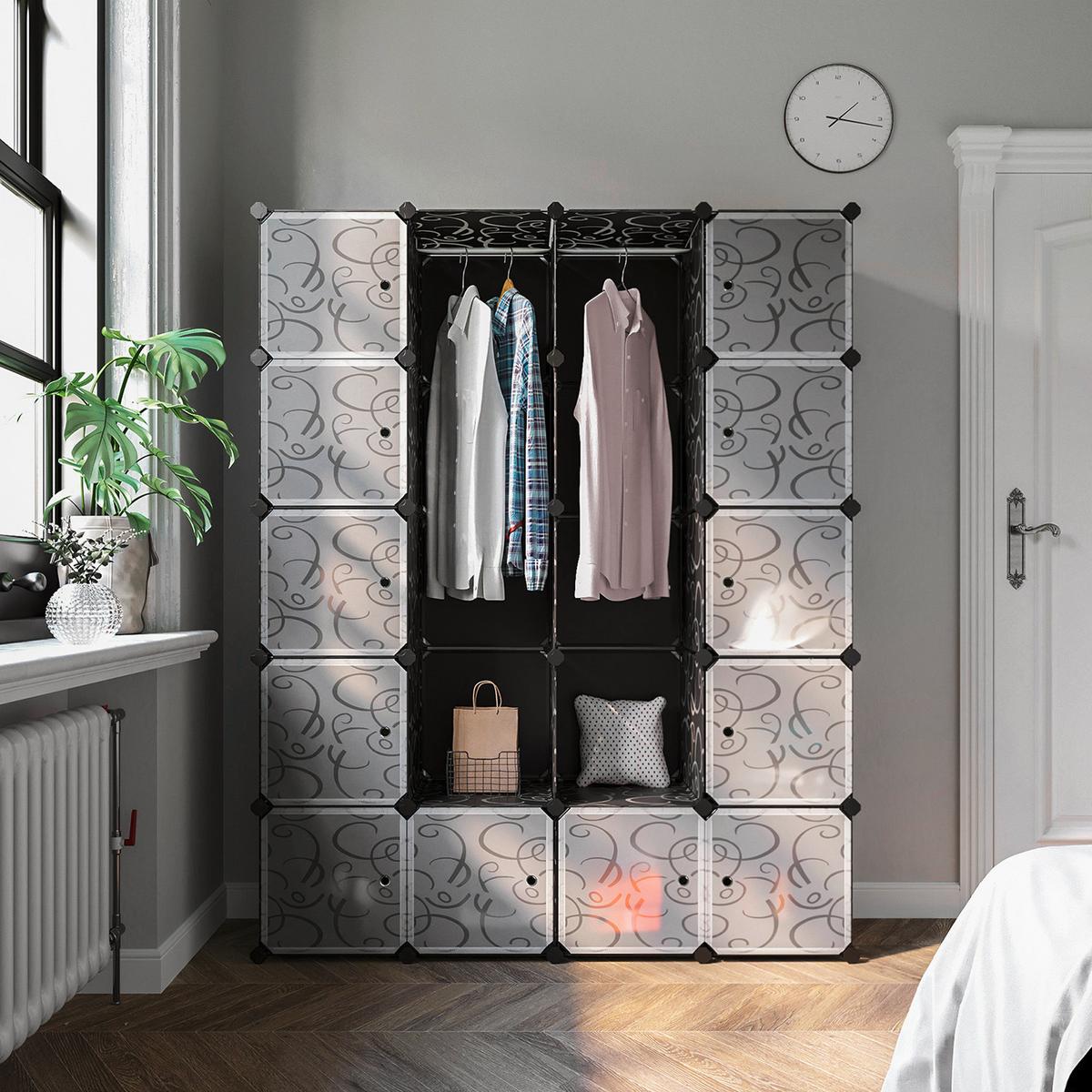 Regalkombination B: 143 cm, Grau, Schwarz, Weiß - Schwarz/Weiß, Basics, Kunststoff/Metall (143/178/36cm) - Boxxx