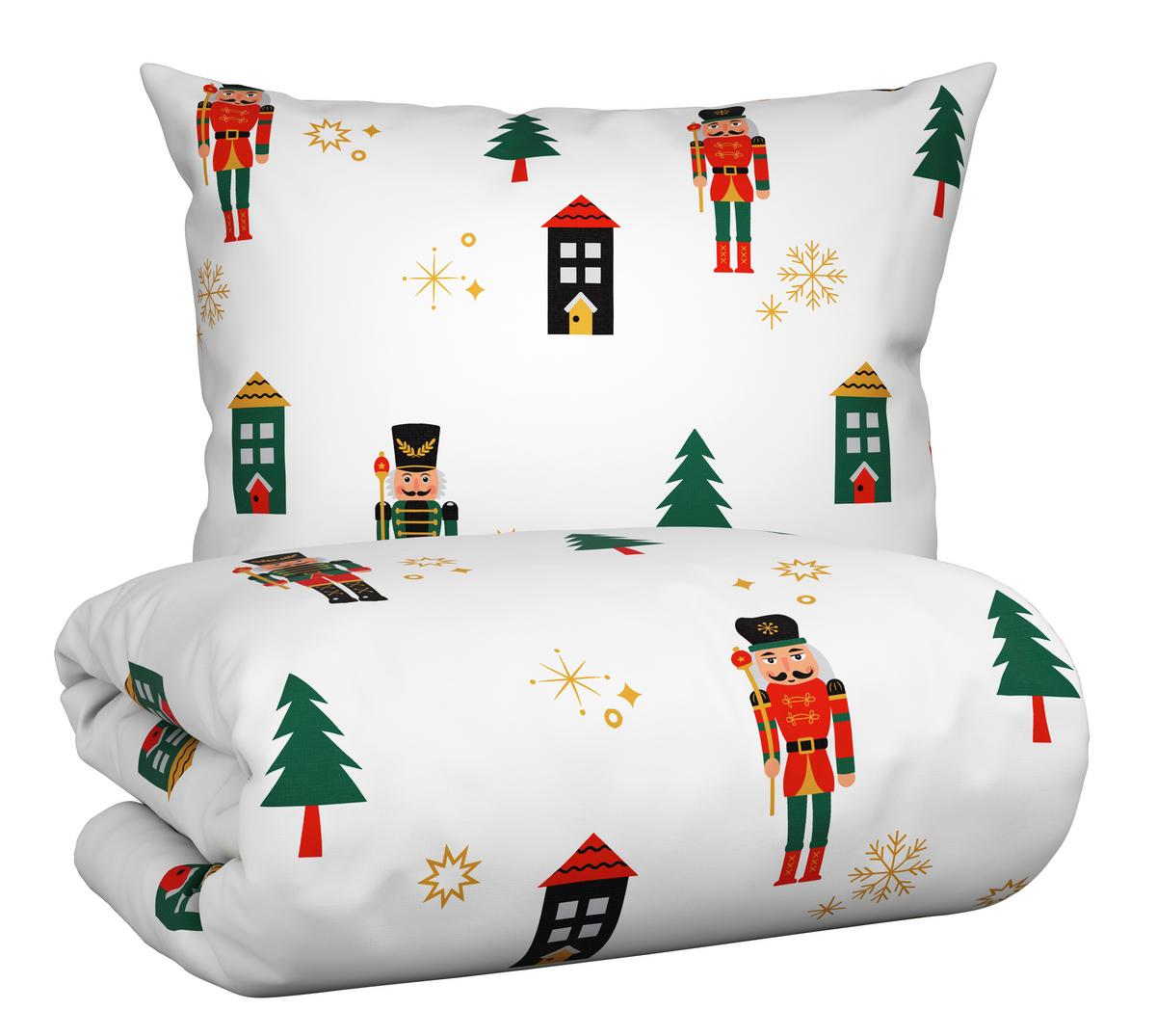 POSTEĽNÁ BIELIZEŇ NUSSKNACKER - biela/červená, textil (140/200cm) - Mömax
