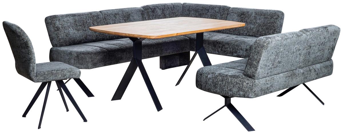 Eckbank Grün mit Metallbeinen Ulmo 248x176 cm - Schwarz/Grün, MODERN, Textil/Metall (248/176cm)