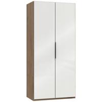 Šatníková skriňa LEVEL 36 D - biela s vysokým leskom/farba duba, Modern, kompozitné drevo (100/216/58cm) - MID.YOU