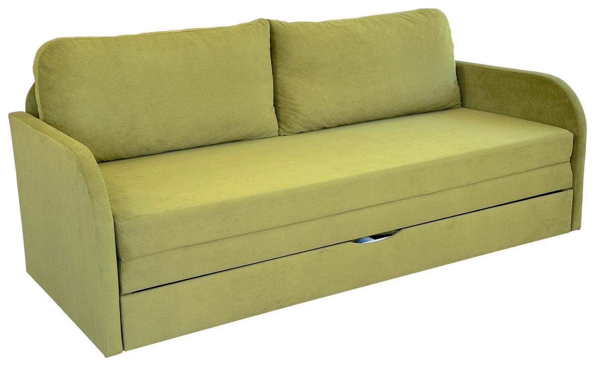 Schlafsofa Milan - Schwarz/Olivgrün, Design, Textil (203/77/86cm) - MID.YOU