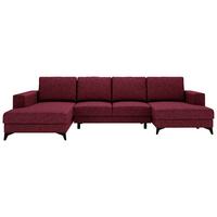 Wohnlandschaft Harvey Mit Schlaffunktion Rot - Rot/Schwarz, Design, Textil (190/339/156cm) - Livetastic