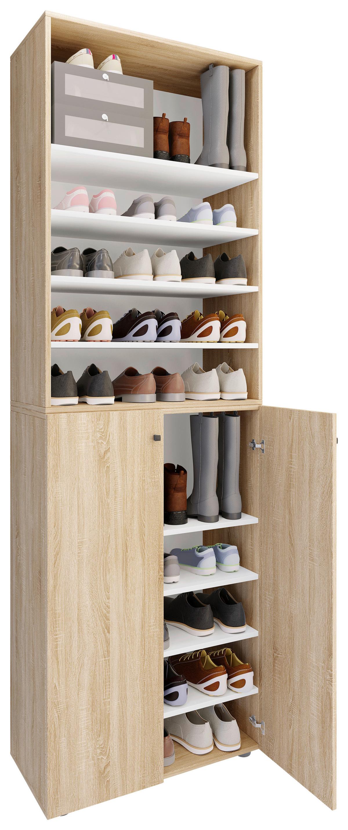 Schuhschrank Lona Sonoma Eiche Dekor - Schwarz/Sonoma Eiche, Design, Holzwerkstoff (70/220/40cm) - MID.YOU