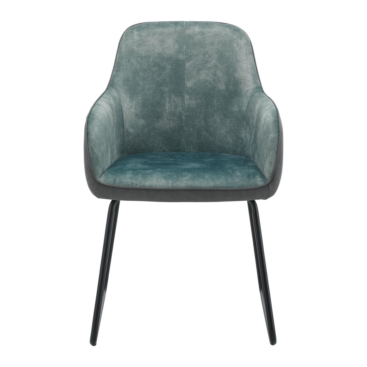 Stolička s podrúčkami DAJA zelená/sivá - čierna/sivá, Modern, kov/drevo (56/85/62cm) - Bessagi Home