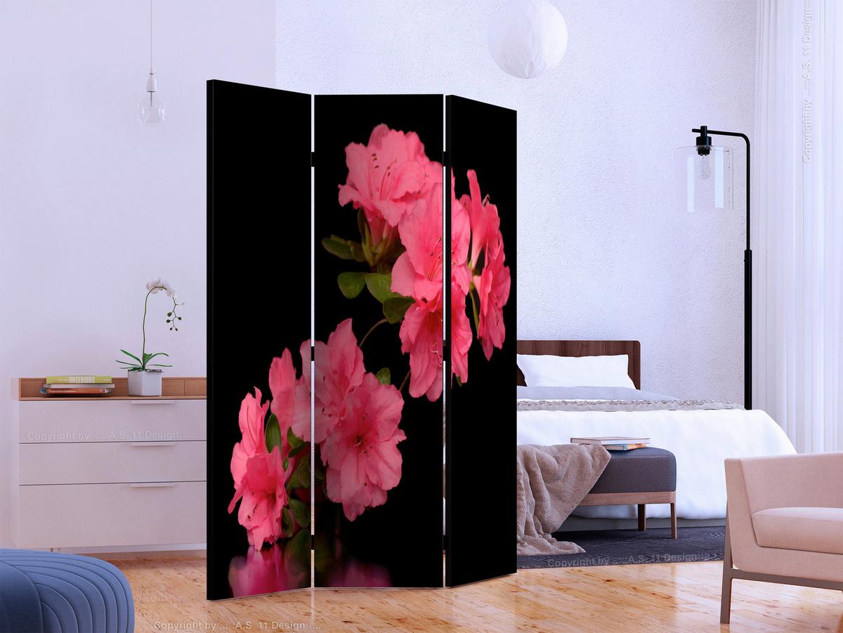 Paravent Schwarz Pink B: 135 cm - Pink/Schwarz, Basics, Holz/Textil (135/172/3cm) - artgeist