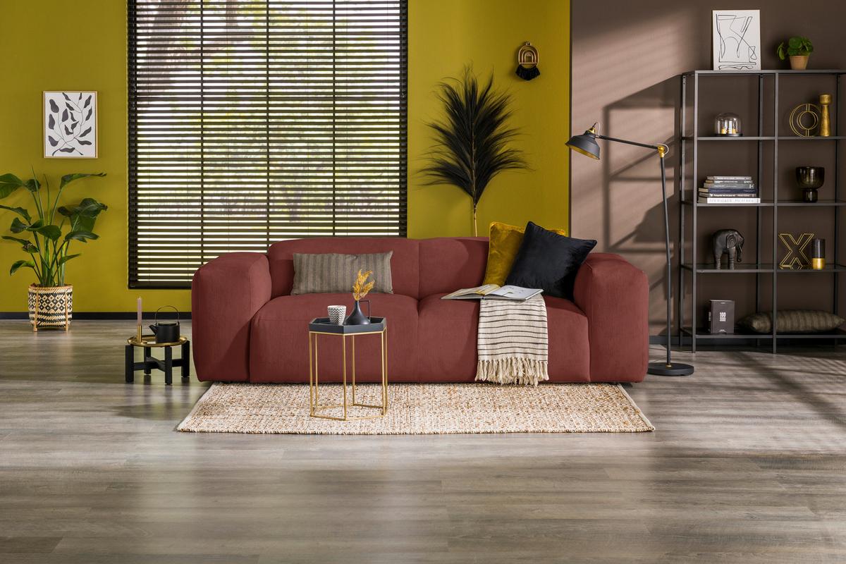 3-SITZER-SOFA Hannah Rot B: 247 cm - Rot/Schwarz, Design, Textil (247/75/104cm) - MID.YOU