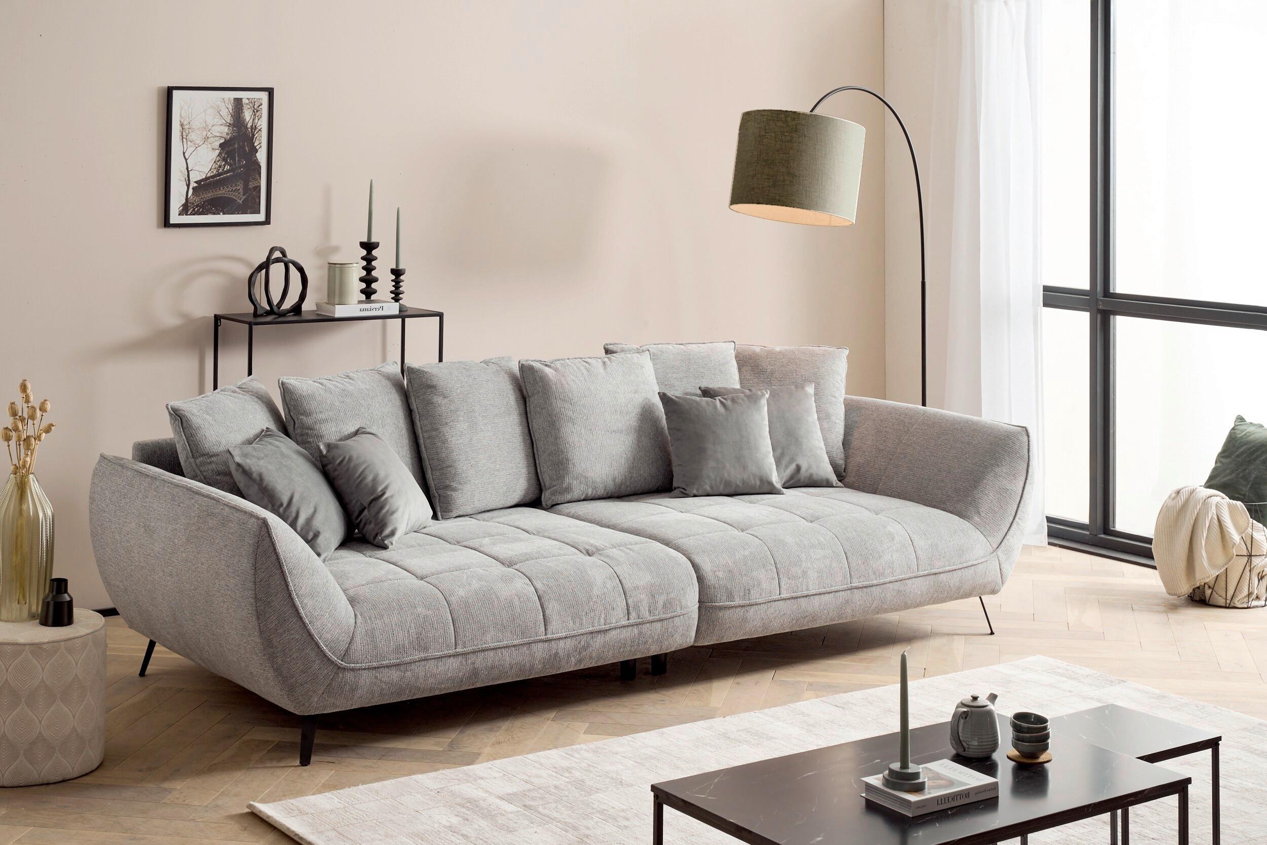BIGSOFA Triton Dunkelgrau B: 311 cm - Dunkelgrau/Schwarz, Design, Textil (311/95/130cm) - MID.YOU