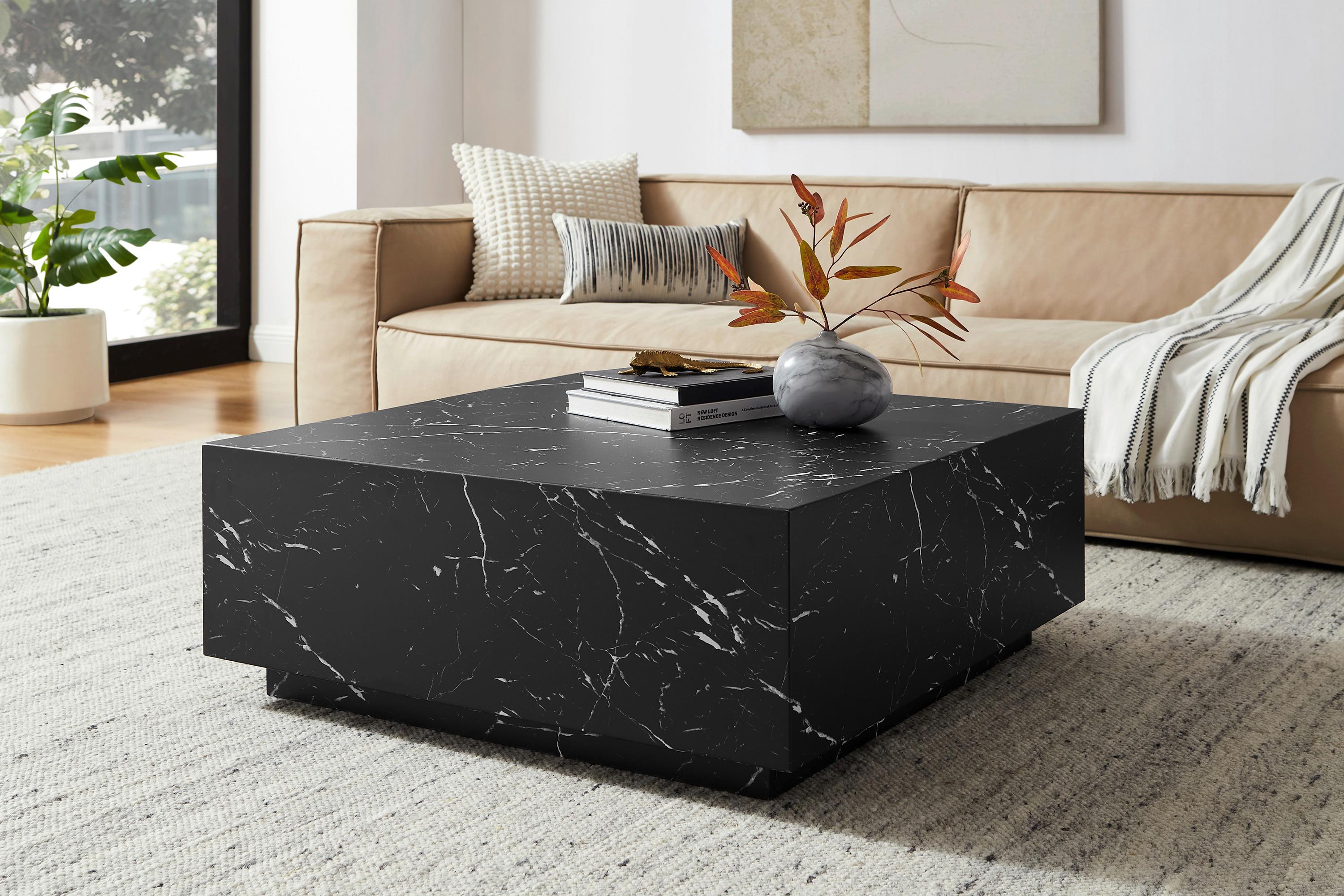 Couchtisch Schwarz L: 90 cm - Schwarz, Design, Holzwerkstoff (90/90/35cm) - Livetastic