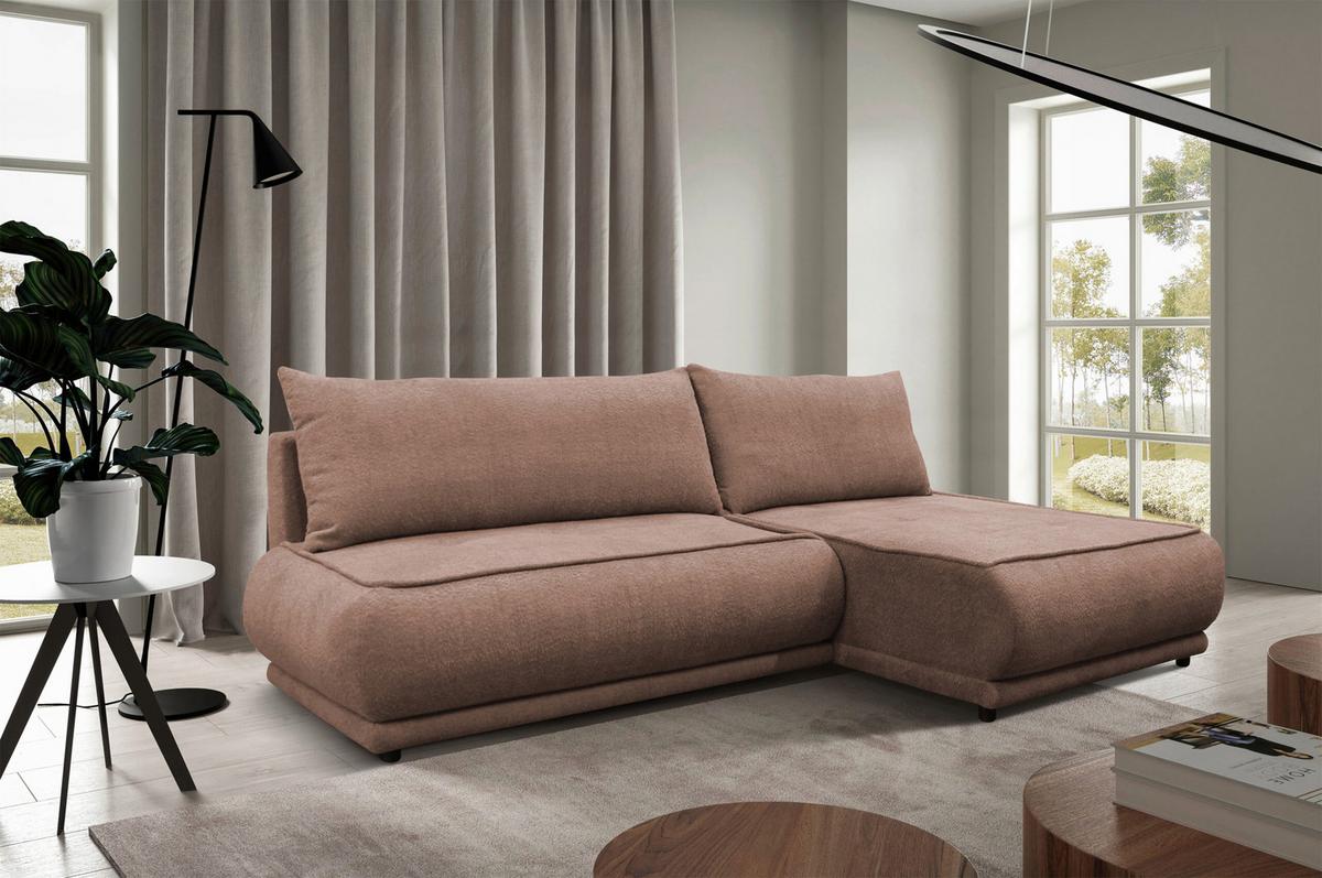 Ecksofa Paros Braun 277x179 Cm - Schwarz/Braun, Design, Textil (277/179cm) - MID.YOU