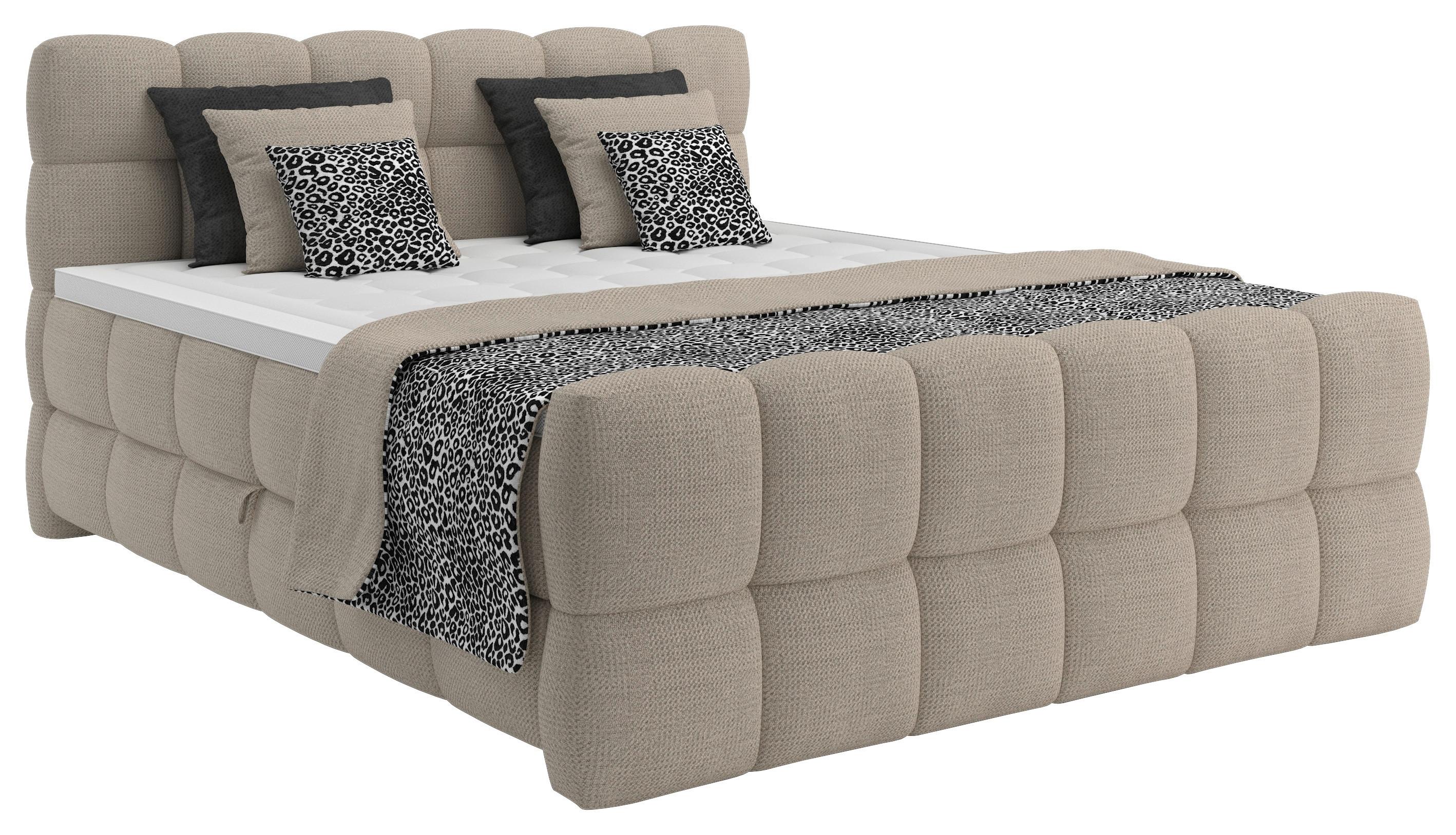 BOXSPRINGBETT inkl. Bettkasten 120x200 - Beige/Schwarz, Trend, Holz/Holzwerkstoff (120/200cm) - Sembella