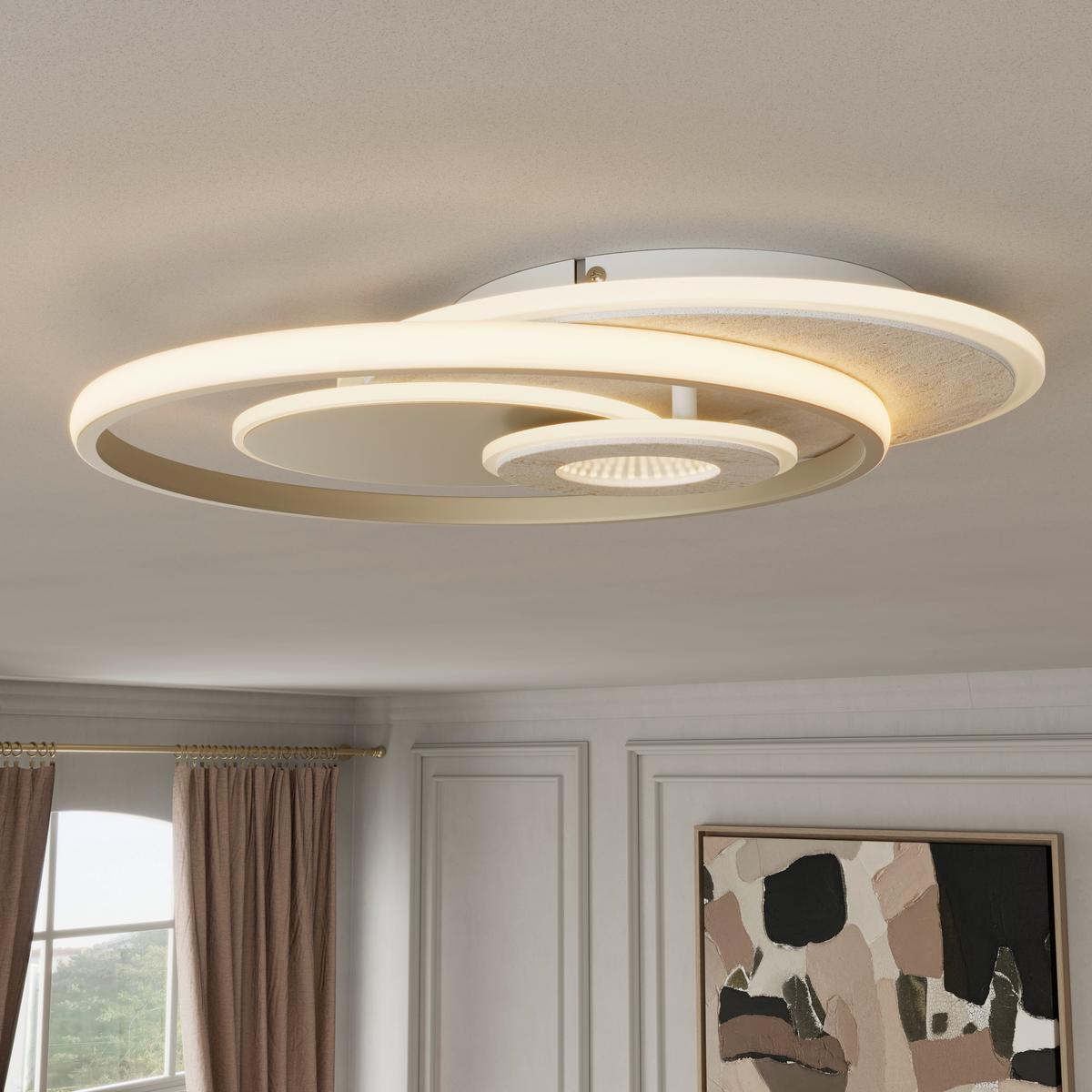 LED-DECKENLEUCHTE CARA - Sandfarben/Champagner, Basics, Kunststoff/Metall (42l) - Luca Bessoni