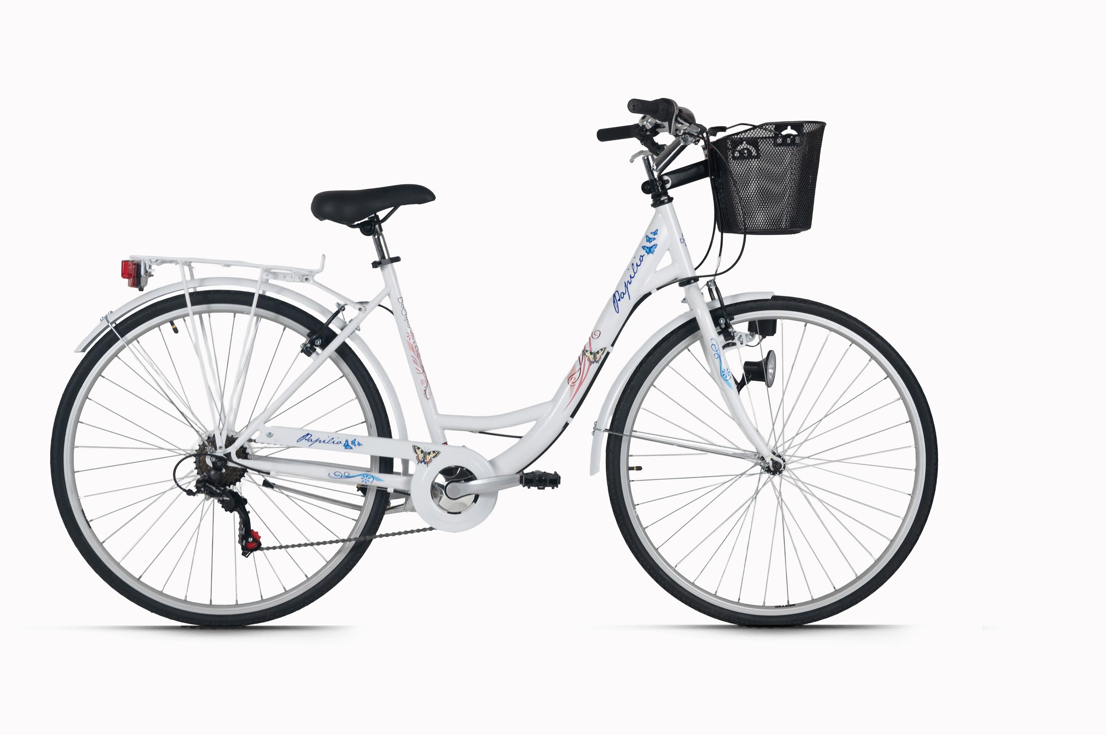 Citybike 28'' mit Korb DaCapo Papilio weiß/blau - Weiß, LIFESTYLE, Metall (25/140/60cm)