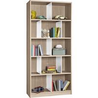Regál CARIBA šírka 90cm - biela/farba duba, Design, kompozitné drevo (90/198/38cm) - MID.YOU