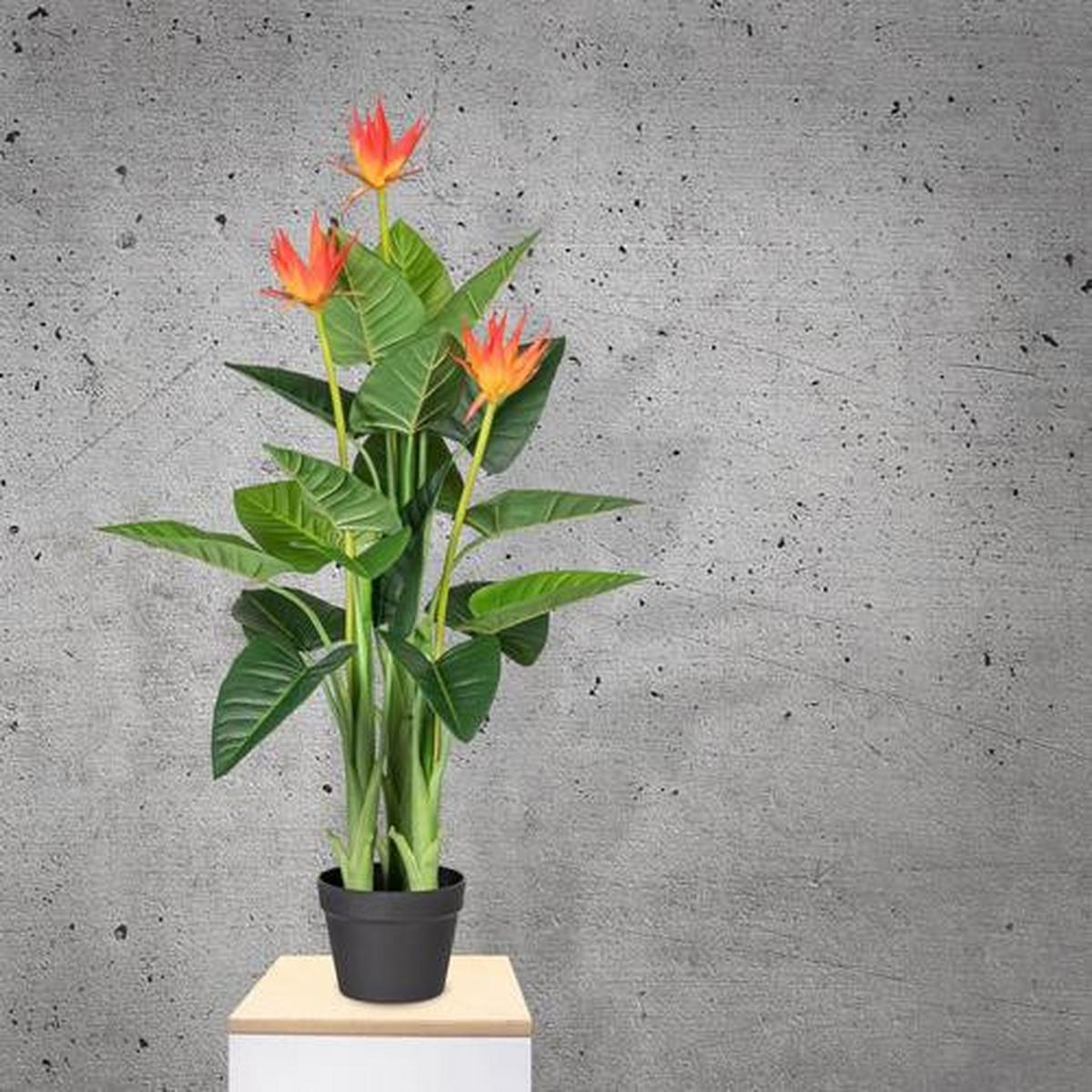 Kunstpflanze mit Orangenen Blüten H: 40 cm mit Topf - Schwarz/Orange, Trend, Kunststoff (40cm) - P & B