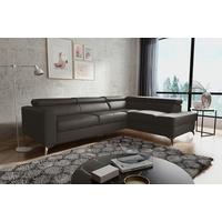 Ecksofa Mondo Dunkelbraun S: 286x208 Cm - Chromfarben/Dunkelbraun, Design, Leder/Textil (286/208cm) - Livetastic