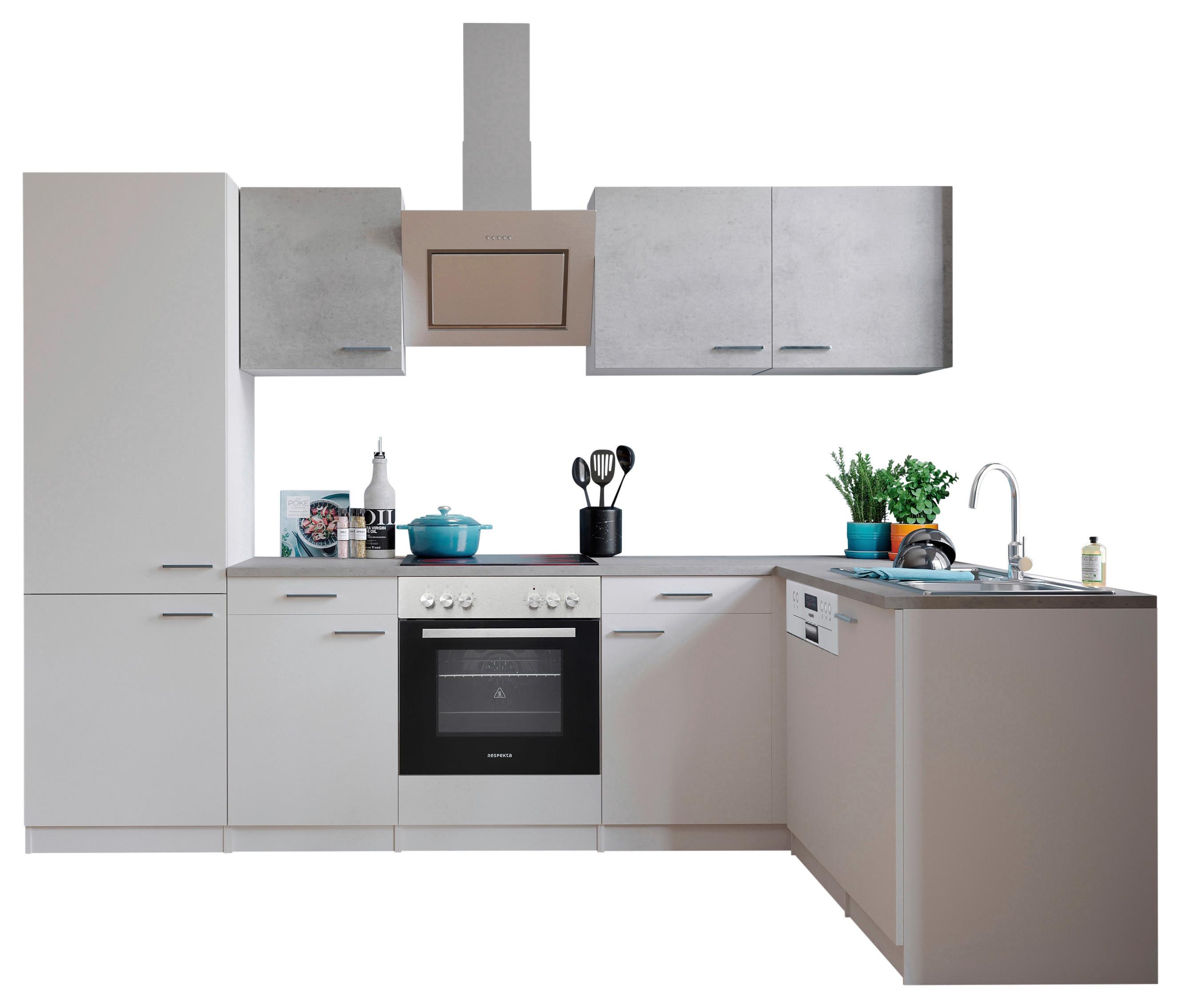 Eckküche Malia L-Küchenblock 280 Cm - Graphitfarben/Weiß, Basics, Holzwerkstoff (280/172cm) - Respekta
