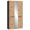 Garderobenschrank Turino Eiche Artisan/Anthrazitb:103cm - Anthrazit/Eiche Artisan, Trend, Glas/Holzwerkstoff (103/196,5/39,9cm)