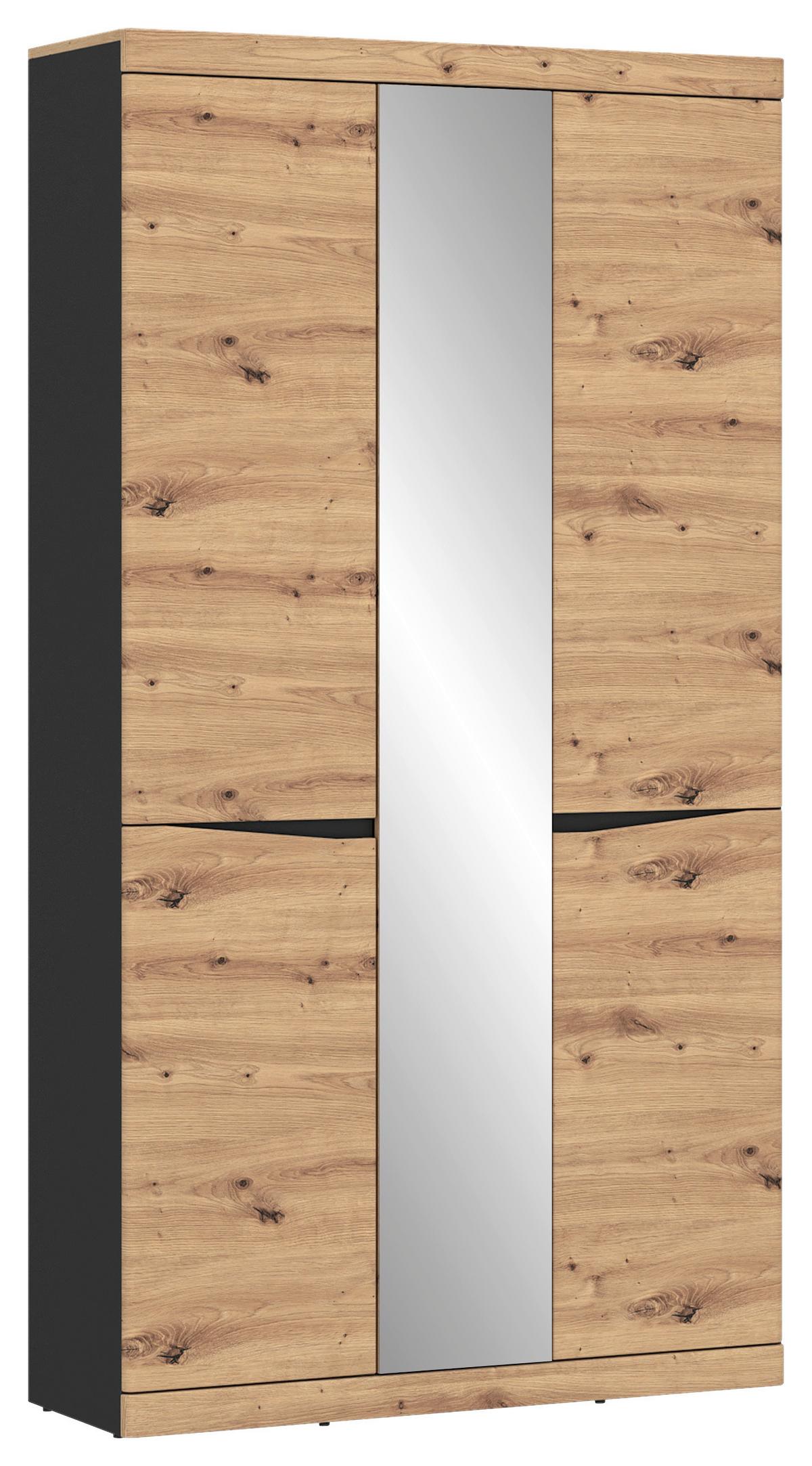 Garderobenschrank Turino Eiche Artisan/Anthrazitb:103cm - Anthrazit/Eiche Artisan, Trend, Glas/Holzwerkstoff (103/196,5/39,9cm)