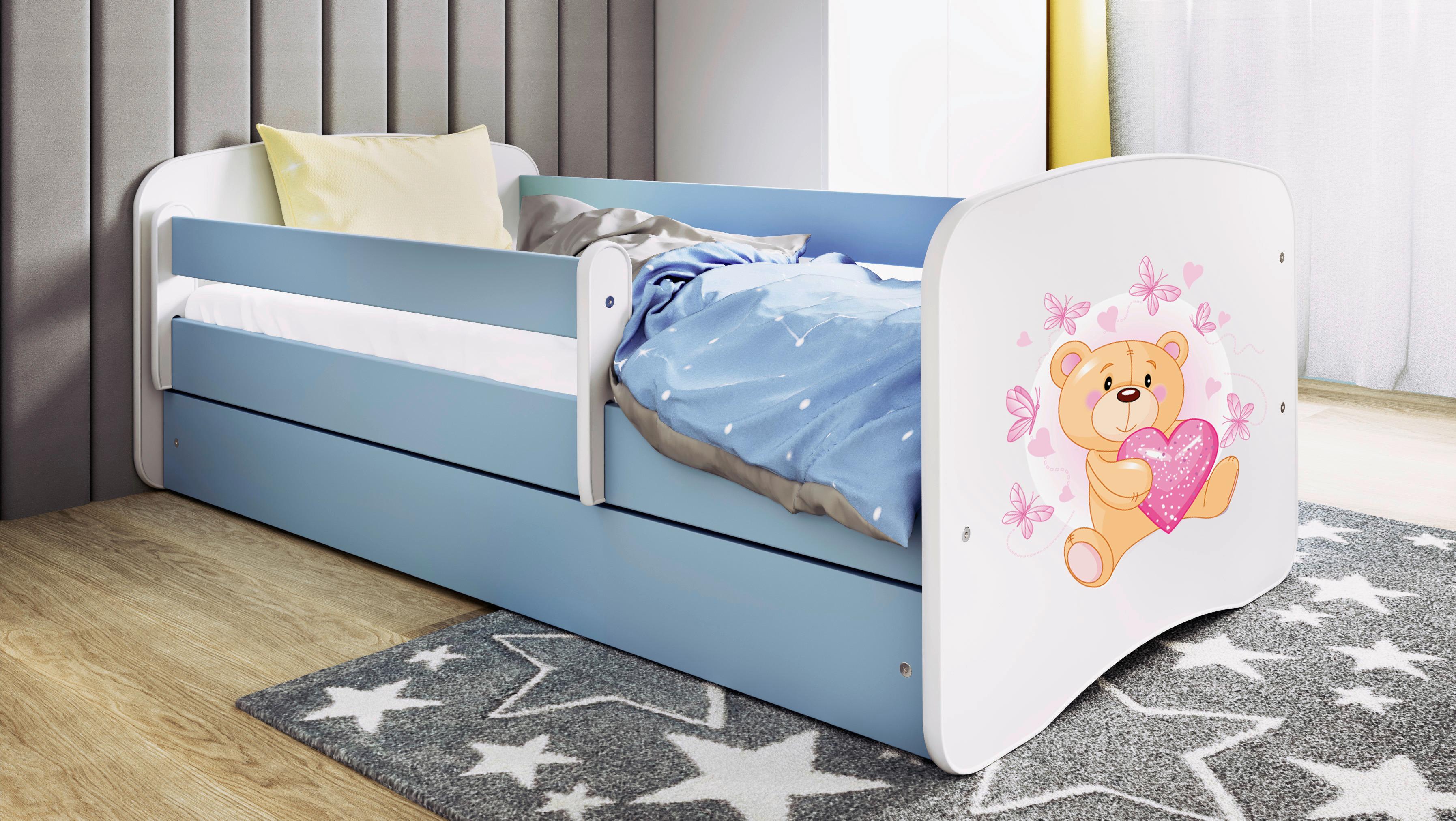 Kinder-/Juniorbett Babydreams inkl. Matratze 80x160 - Blau/Birkefarben, MODERN, Holz/Holzwerkstoff (80/160cm) - MID.YOU