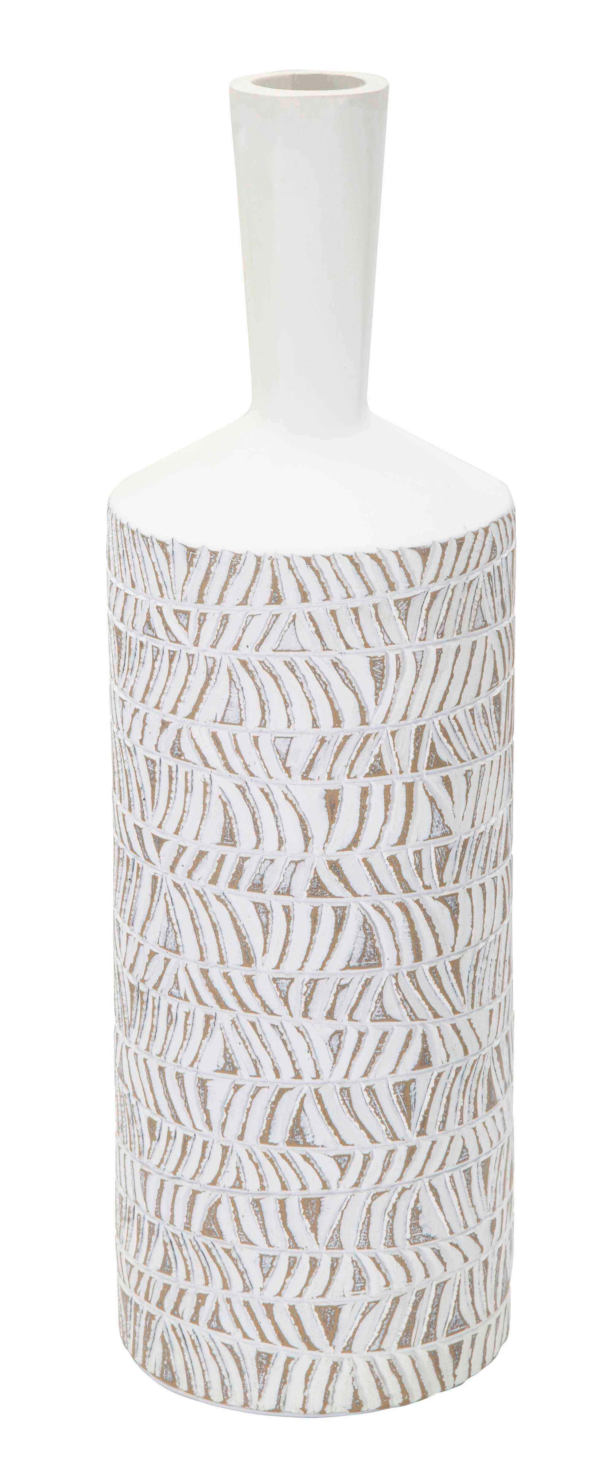 Vase Polyresin Nairobi Bottl Weiß B: 15 Cm - Weiß, Basics, Kunststoff (15/49.5/15cm)