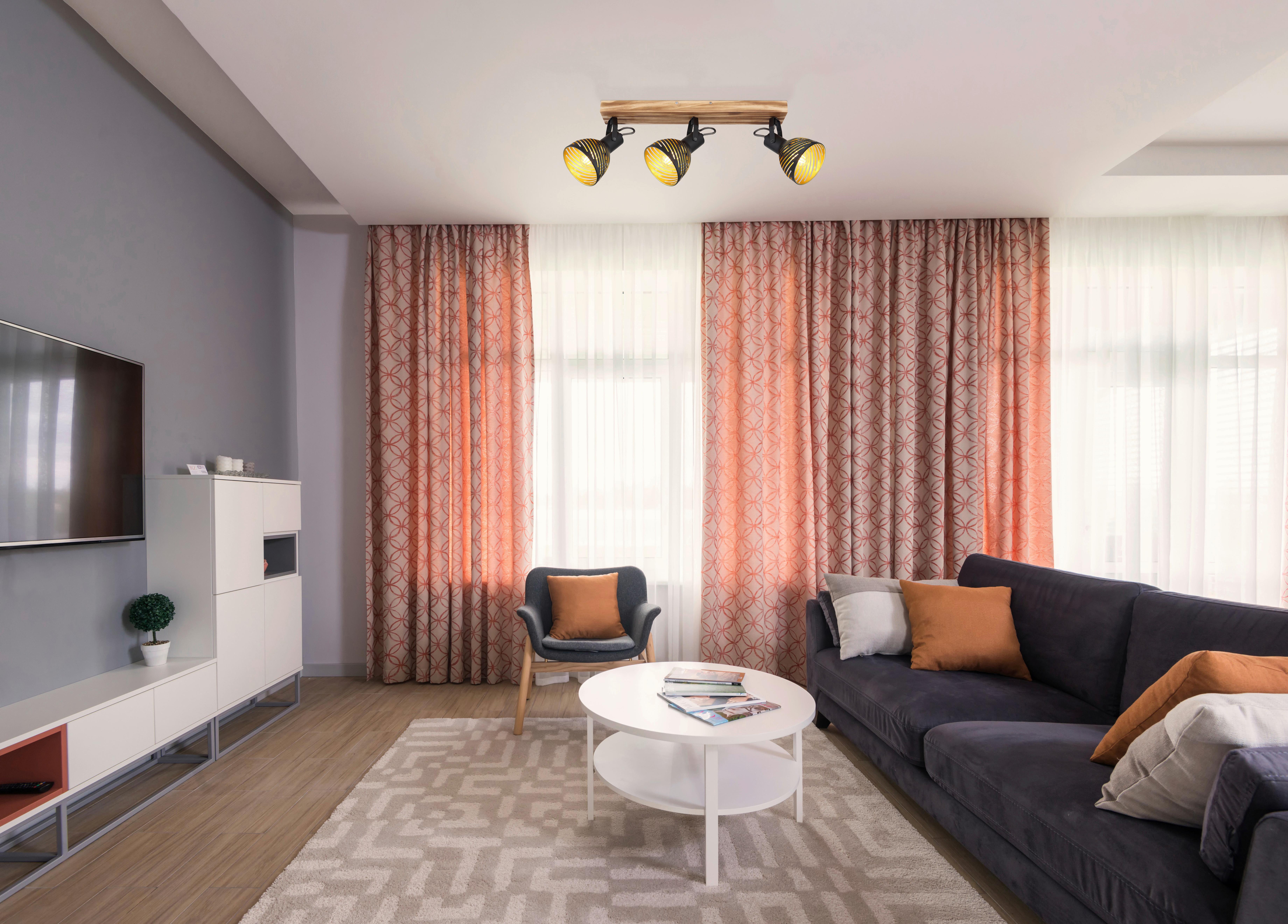 Strahler 3-flammig Verstellbar L: 54 Cm - Dunkelbraun/Goldfarben, Basics, Holz/Metall (54/12,5/25cm) - Globo