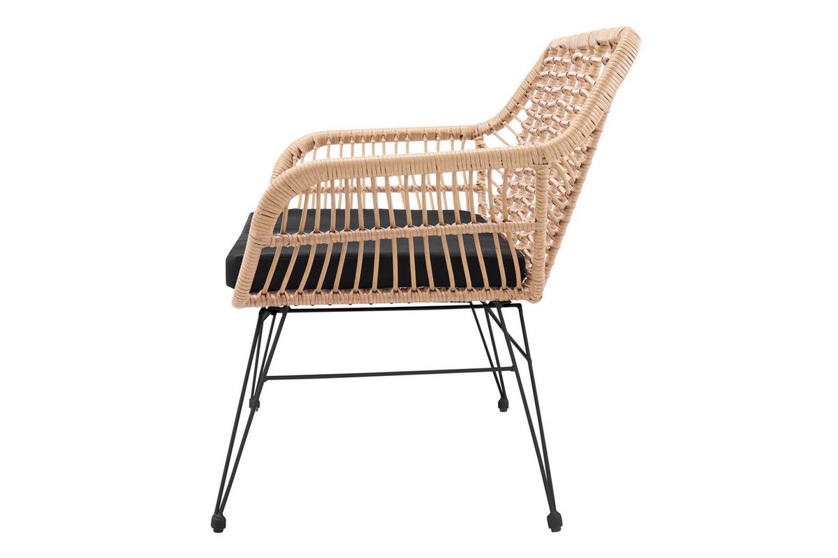 Sitzbank Naturfarben/schwarz B: 120 Cm - Schwarz/Naturfarben, MODERN, Kunststoff/Metall (120/85/69cm) - Livetastic