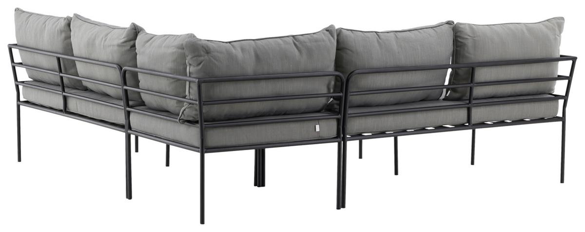 Loungegarnitur 2-Tlg Penh Metall/Akazienholz mit Kissen - Schwarz/Grau, KONVENTIONELL, Holz/Metall - Gardenson