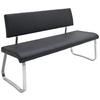 Sitzbank mit Lehne Schwarz Arco 155x86x59 cm - Edelstahlfarben/Schwarz, Design, Leder/Metall (155/86/59cm) - Livetastic