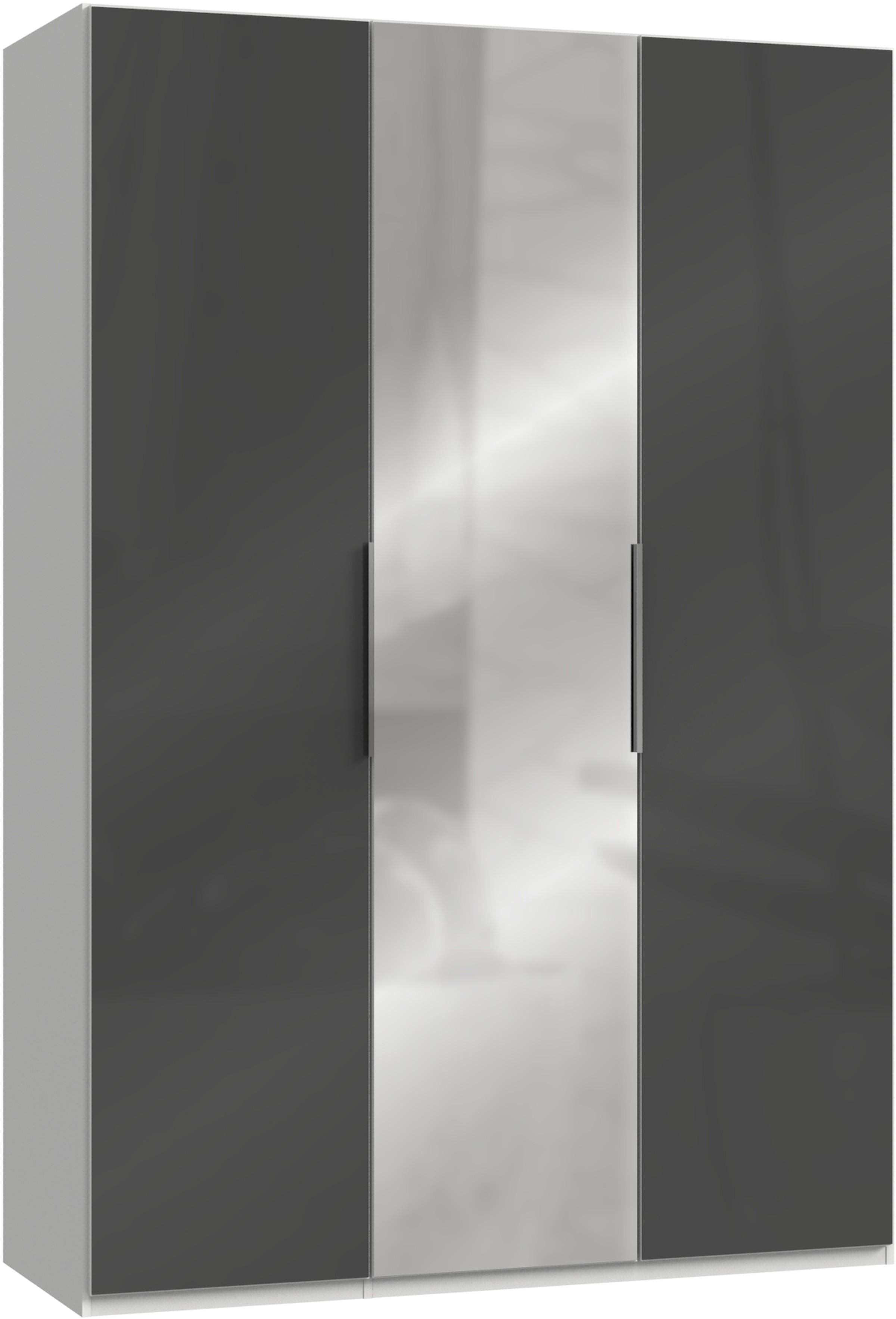 Drehtürenschrank 150cm Level, Weiß/grau - Weiß/Grau, MODERN, Glas/Holzwerkstoff (150/216/58cm) - MID.YOU