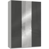 Drehtürenschrank 150cm Level, Weiß/grau - Weiß/Grau, MODERN, Glas/Holzwerkstoff (150/216/58cm) - MID.YOU