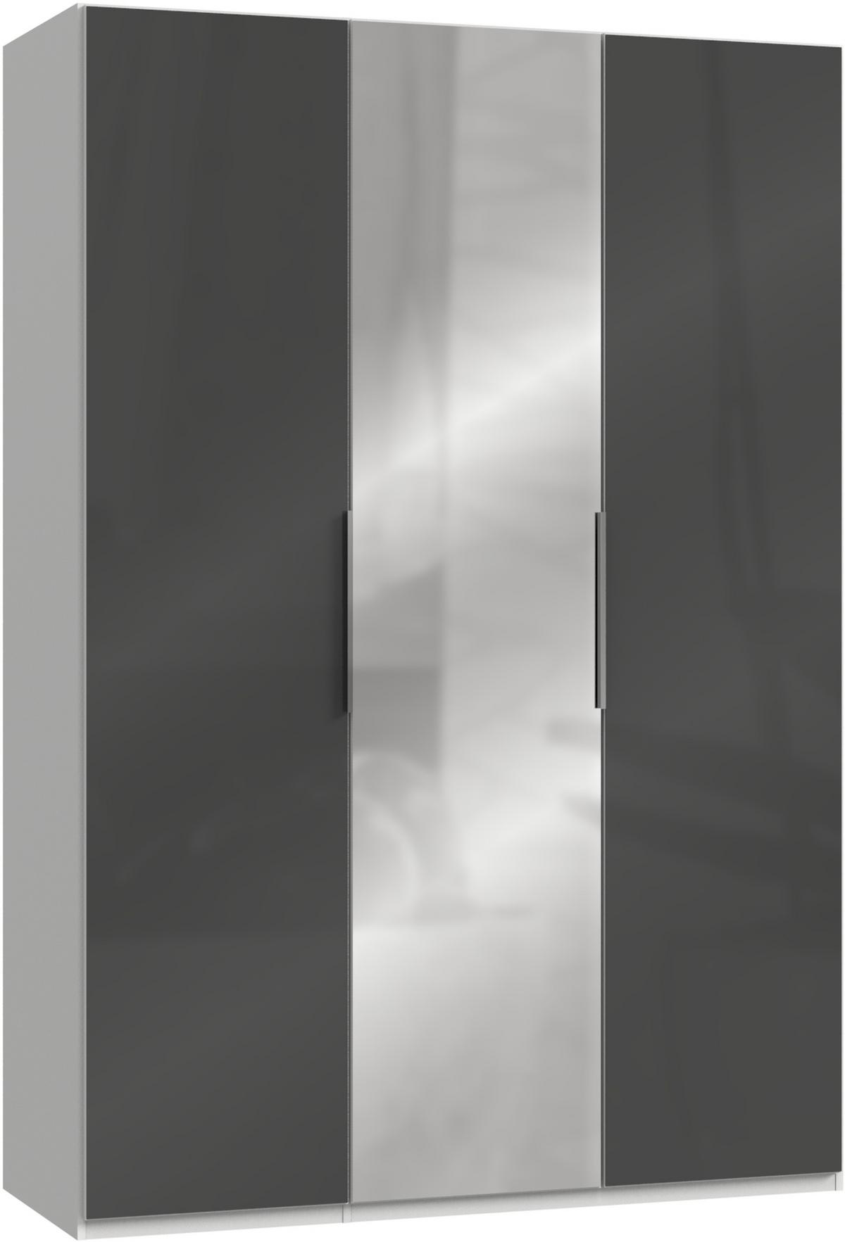 Drehtürenschrank 150cm Level, Weiß/grau - Weiß/Grau, MODERN, Glas/Holzwerkstoff (150/216/58cm) - MID.YOU