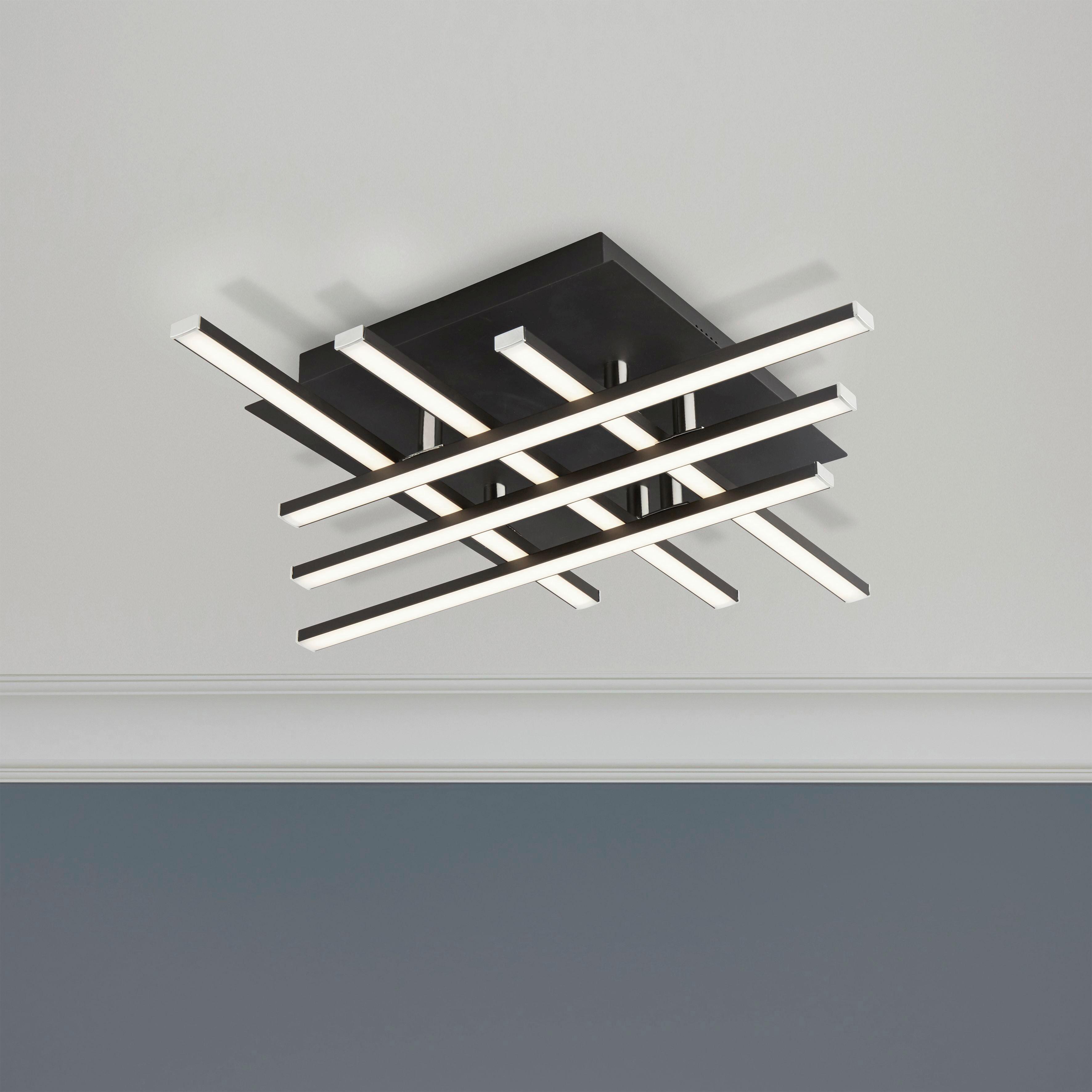 Led-deckenleuchte 696-6bk - Chromfarben/Schwarz, Design, Kunststoff/Metall (45,5/45,5/8,5cm)