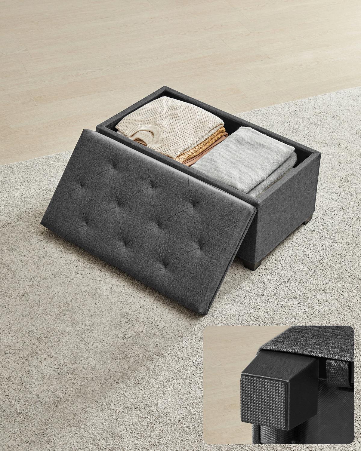 Sitzbox Dunkelgrau B: 76cm - Dunkelgrau/Schwarz, Basics, Holzwerkstoff/Textil (76/40/40cm)