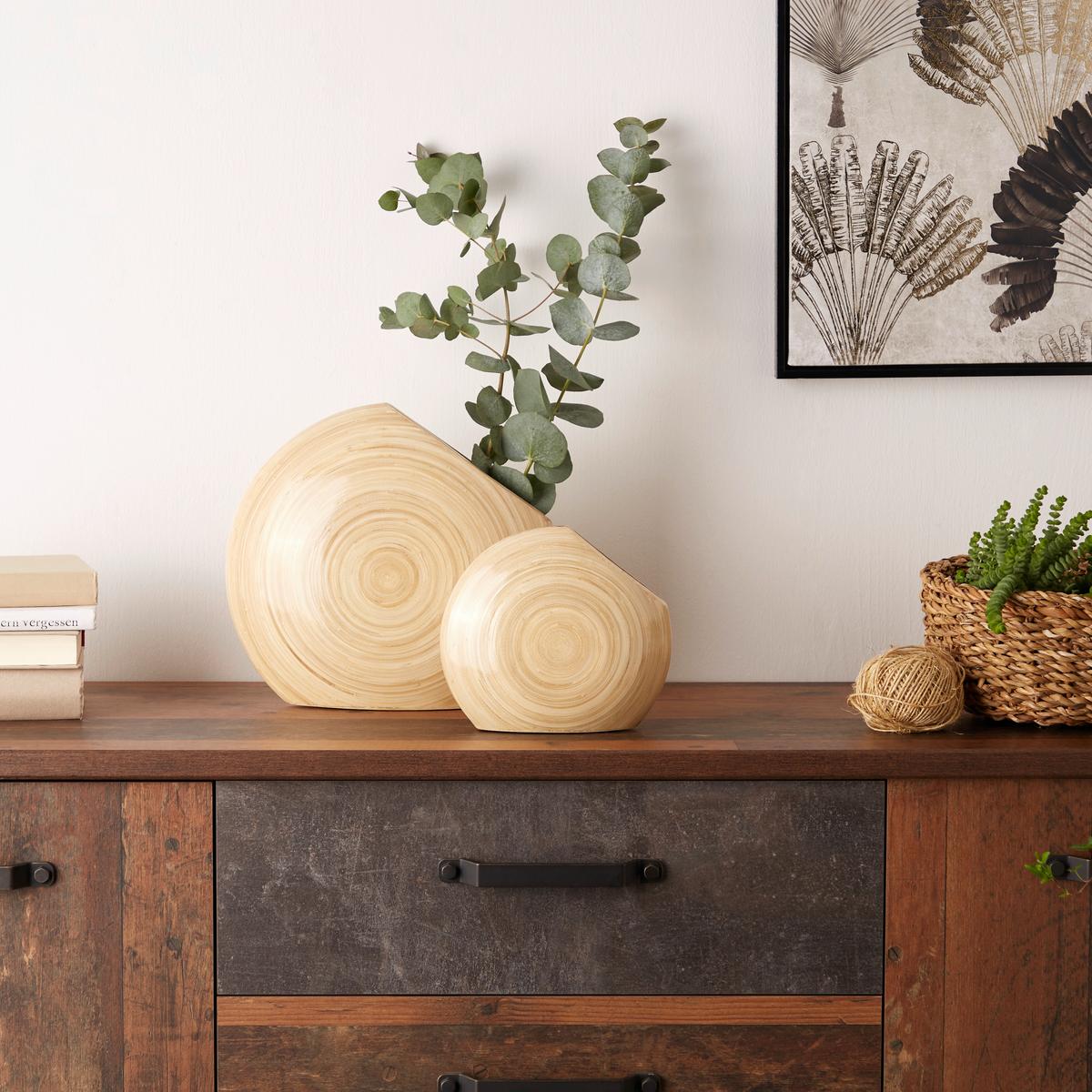 Vase Carlota Oval Bambus Naturfarben H: 17 cm - Naturfarben, MODERN, Naturmaterialien (20/17cm) - James Wood