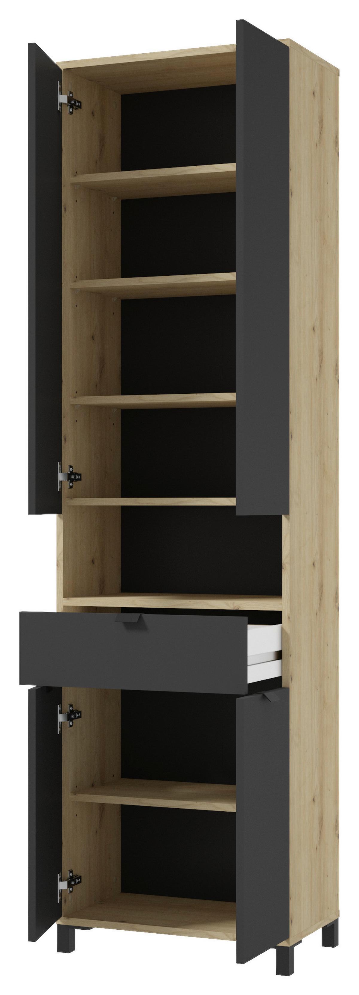Badezimmer Hochschrank Amora 54x193 cm Anthrazit/Eiche - Eichefarben/Anthrazit, Basics, Holzwerkstoff (54/193/31cm) - MID.YOU