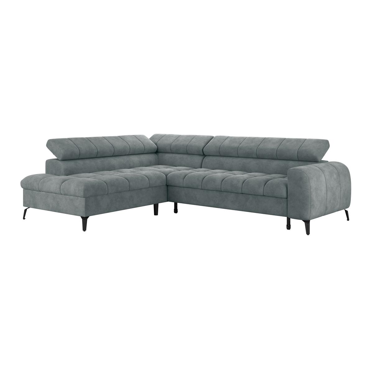 Ecksofa Volf Links New Grau, S: 203x261 cm - Schwarz/Grau, Trend, Kunststoff/Textil (203/261cm)