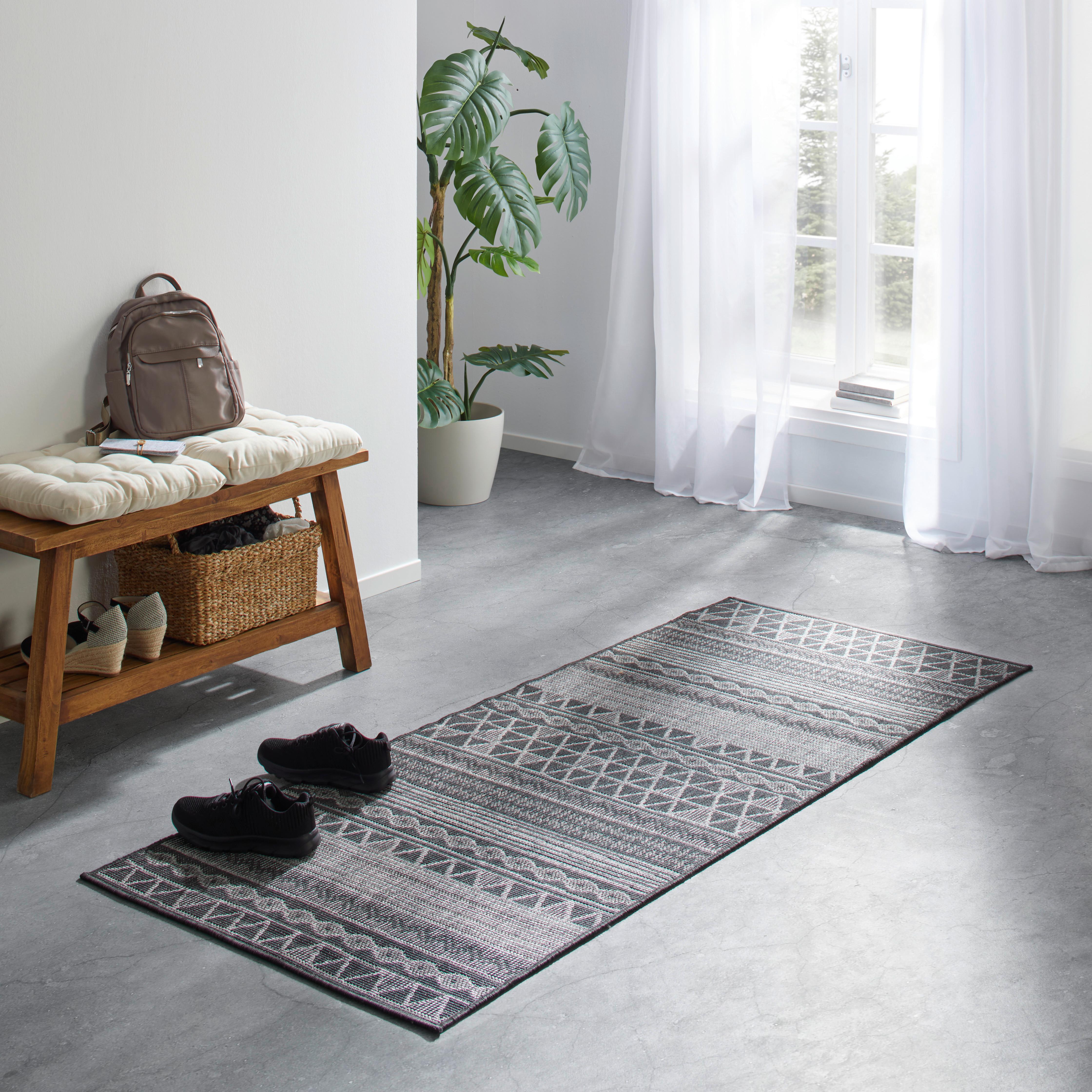 KOBEREC TKANÝ NA PLOCHO Brüssel 1, 80/200cm, šedá - šedá/černá, Moderní, textil (80/200cm) - Modern Living