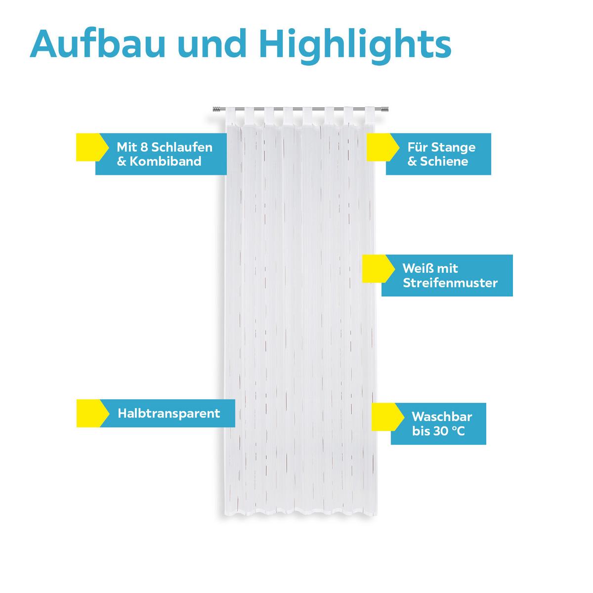 Vorhang mit Schlaufen und Band Arzu 140x255 cm Braun/Weiß - Braun/Weiß, MODERN, Textil (140/255cm) - Luca Bessoni