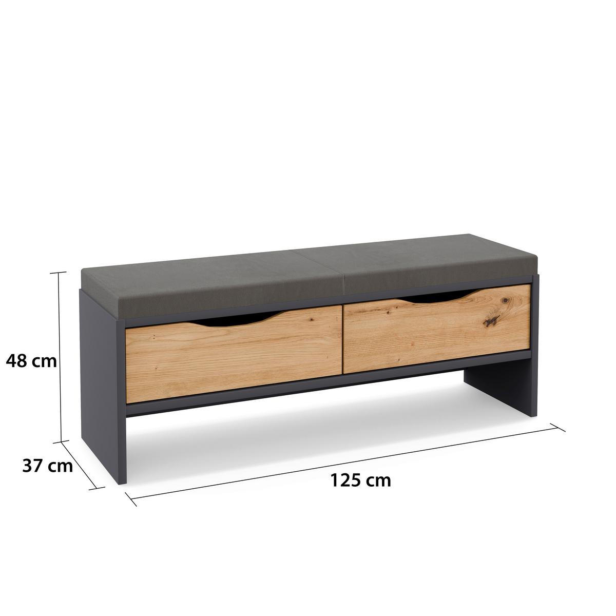 LAVICE K POSTELI KARPO - šedá/dub artisan, Moderní, kompozitní dřevo (125/47/37cm)