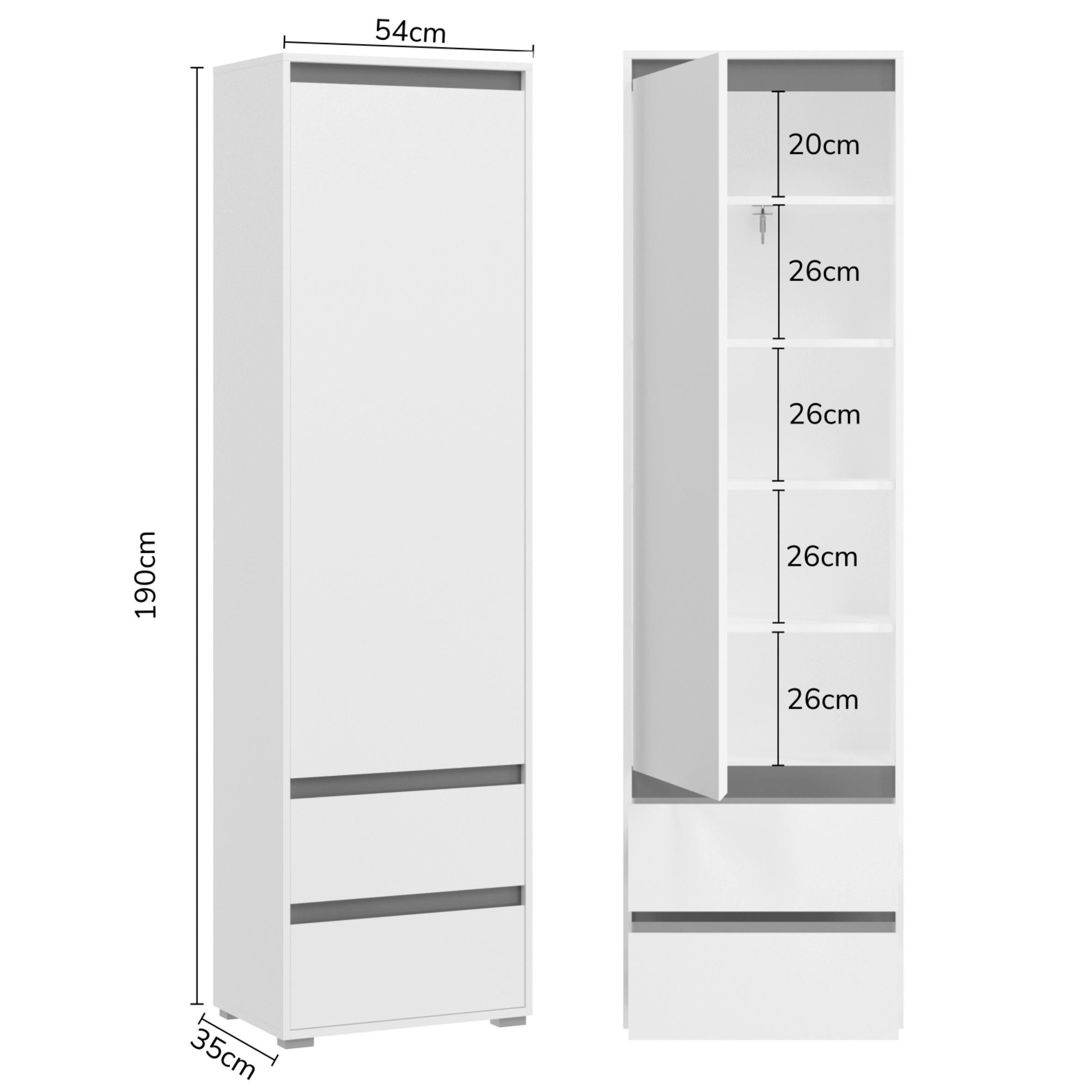 Garderobenschrank Torino Weiß/Grau B: 76 cm - Silberfarben/Grau, KONVENTIONELL, Holzwerkstoff (76/102/35cm) - MID.YOU