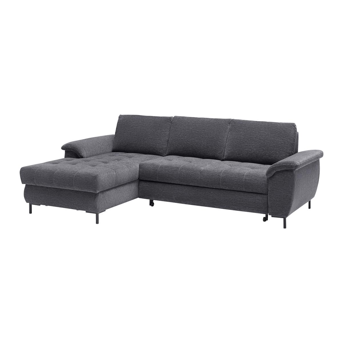 Rohová sedačka FOCUS L, ľavá, sivá ženilka - čierna/sivá, Konventionell, drevo/textil (167/256cm) - Based