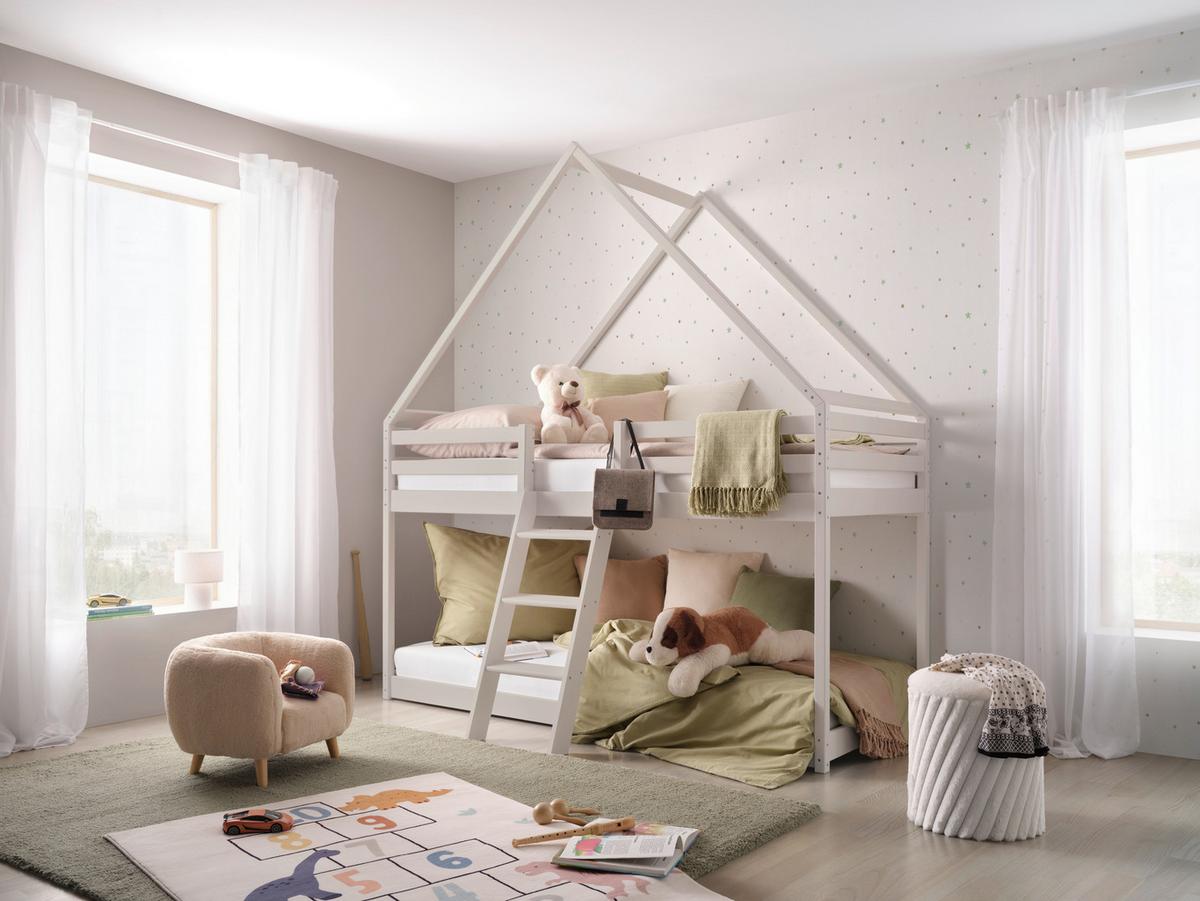 Poschodová posteľ SWEET 90x200 cm, borovica, kašmírová - kašmírová/farba brezy, Lifestyle, drevo/kompozitné drevo (97/224/208cm) - Mömax