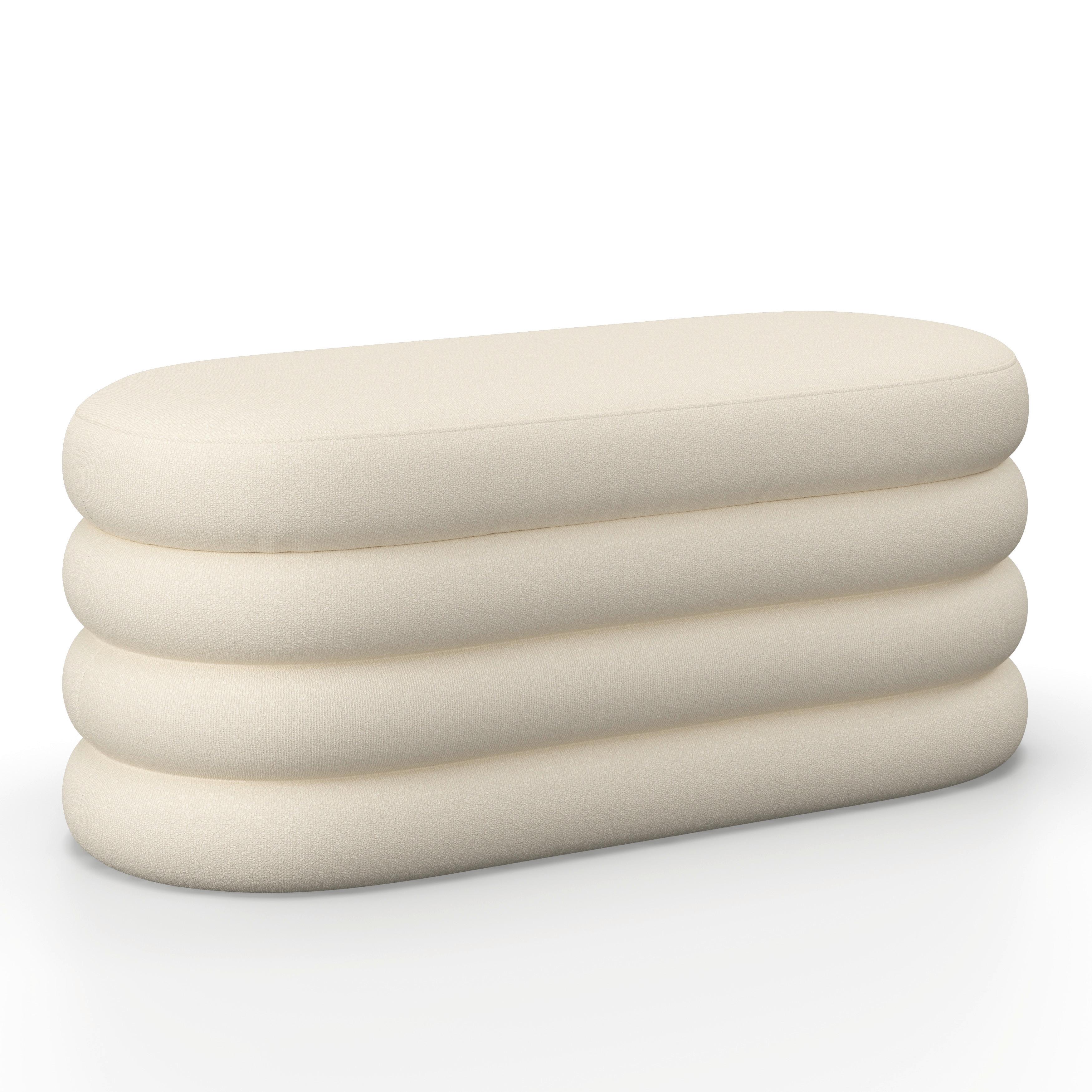 Dlhá taburetka LORENA polstrovaná, krémová - krémová, Modern, drevo/textil (110/47/45cm) - Bessagi Home