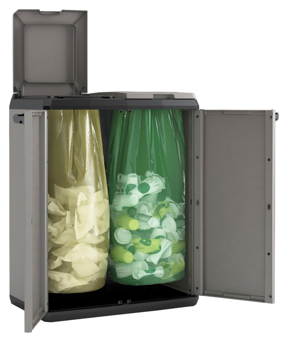 Müllsackständer E-Com Split Basic für 2 Säcke mit Je 110l - Schwarz/Grau, Design, Kunststoff (68/85/39cm) - Keter