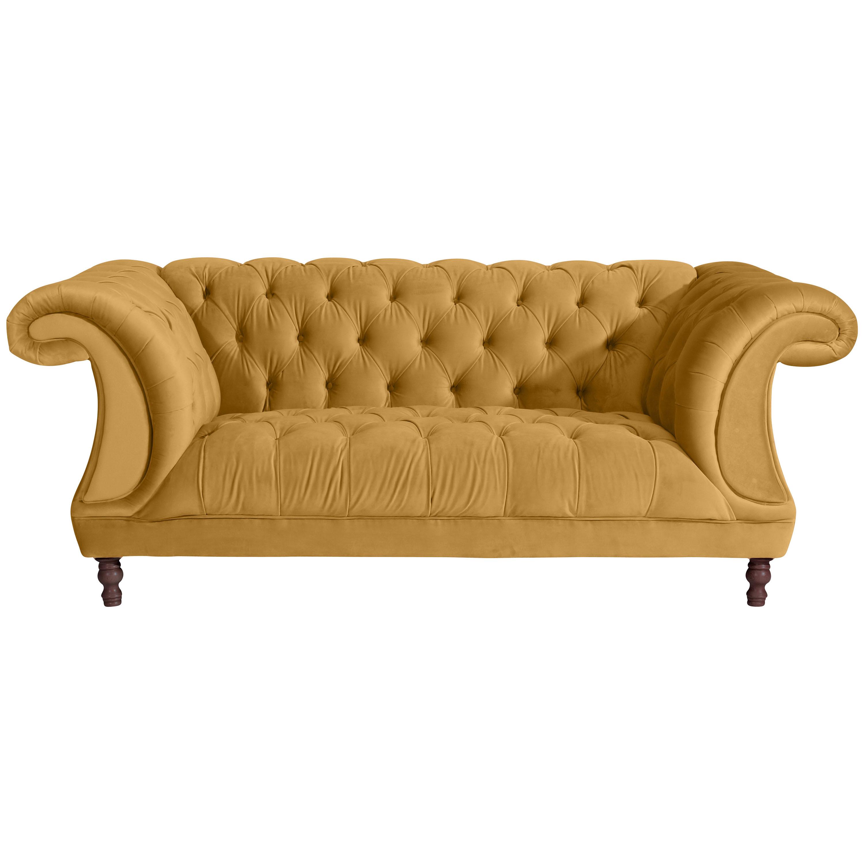 CHESTERFIELD-SOFA IVETTE - Gelb/Nussbaumfarben, Design, Textil (200/80/100cm) - Max Winzer