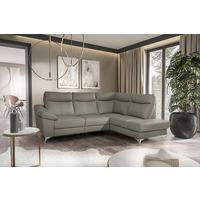 Ecksofa Luna Teilleder schlammfarben 242x194 - Chromfarben/Schlammfarben, Design, Leder/Textil (242/194cm) - MID.YOU