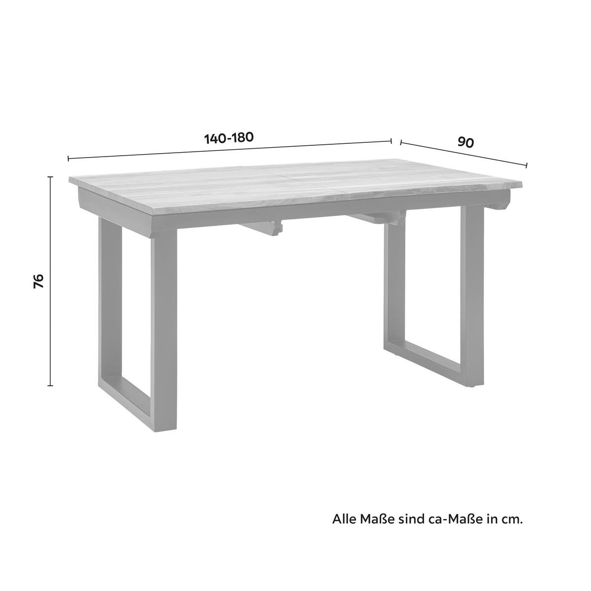 Výsuvný stůl z masivního dřeva, ca. 140-180x90 cm - černá/přírodní barvy, Moderní, kov/dřevo (140-180/90/76cm) - Bessagi Home