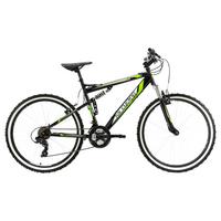 Mountainbike Fully 26 Zoll Scrawler 21 Gänge - Schwarz/Grün, Basics, Metall (180/70cm) - KS Cycling