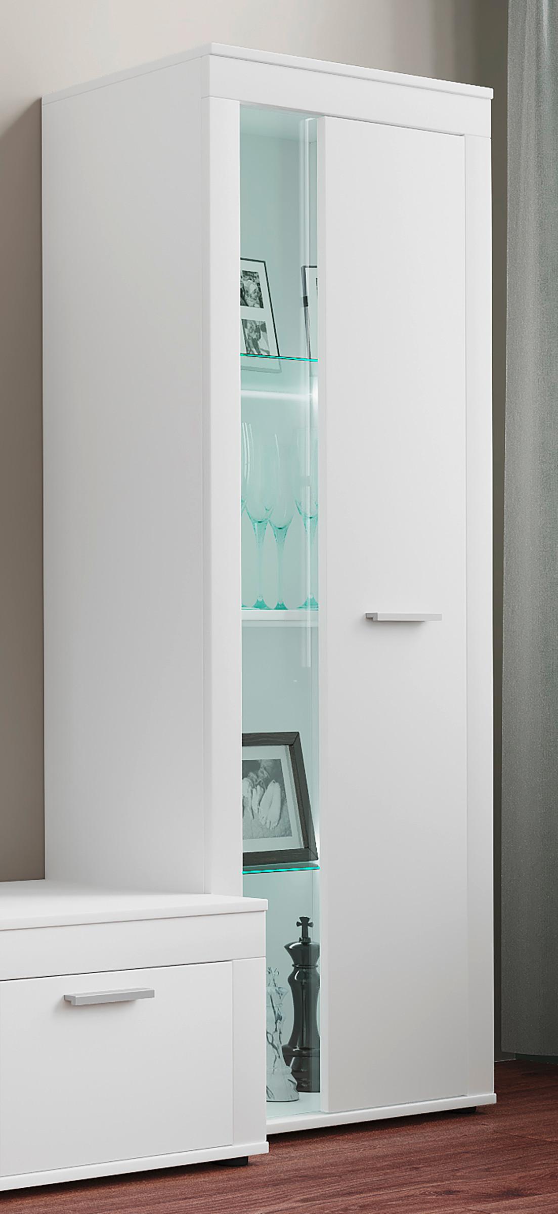 Vitrine Usilo Weiß B: 60 cm - Schwarz/Weiß, Design, Glas/Holzwerkstoff (60/159/35cm) - MID.YOU